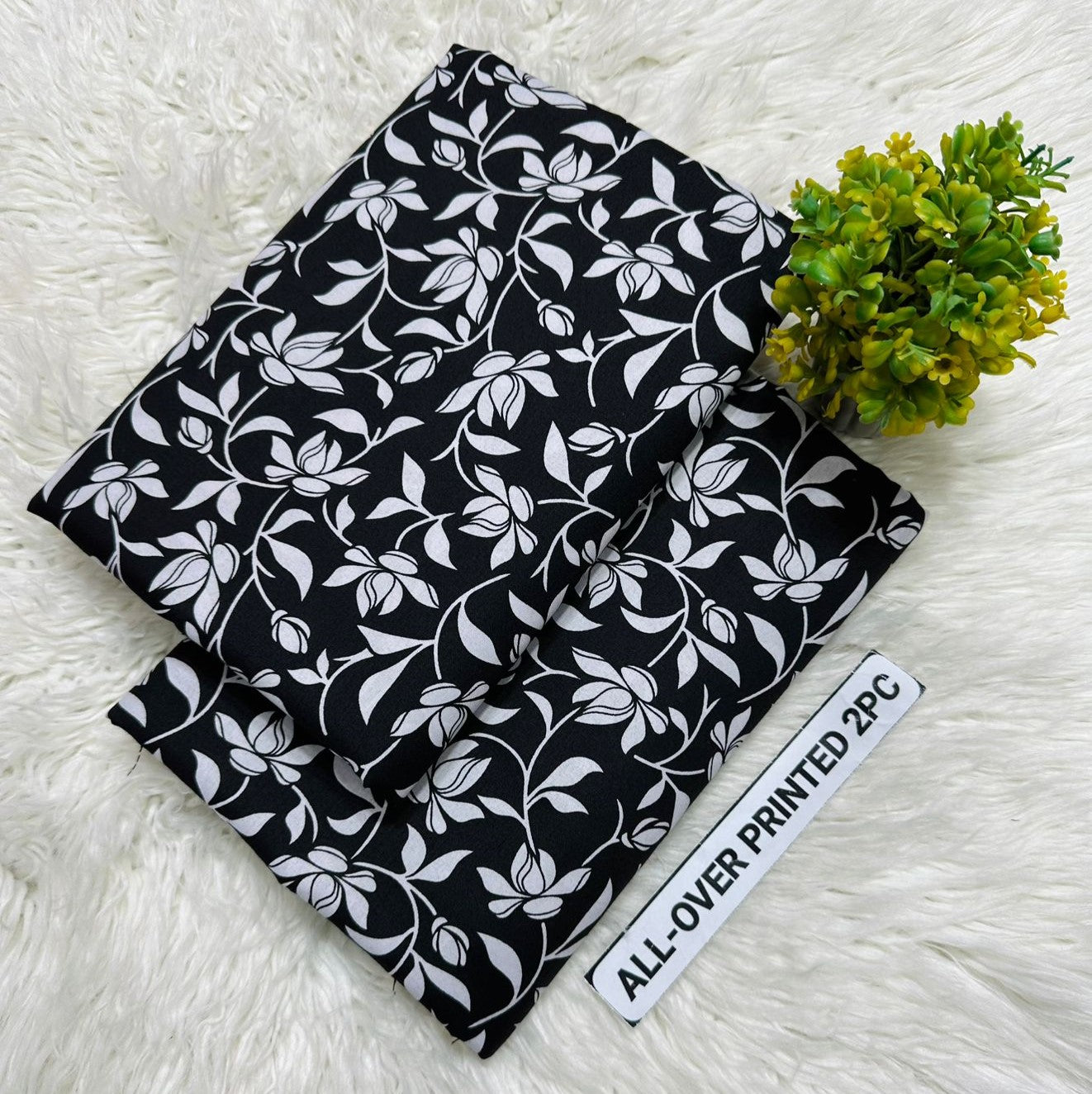 2Pc -  Unstitched Printed Cambric Cotton