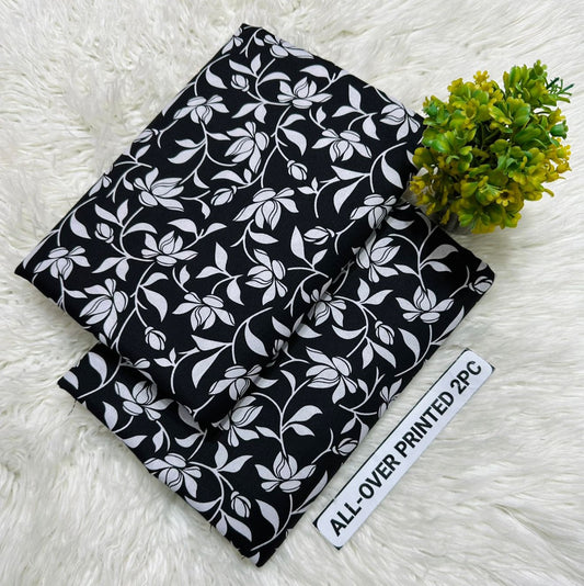 2Pc -  Unstitched Printed Cambric Cotton