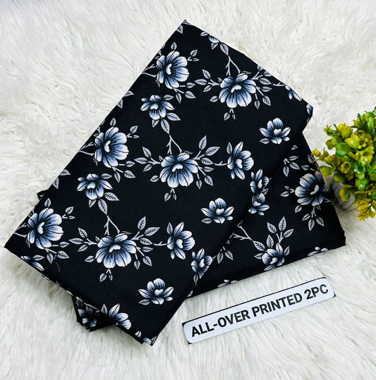 2Pc -  Unstitched Printed Cambric Cotton