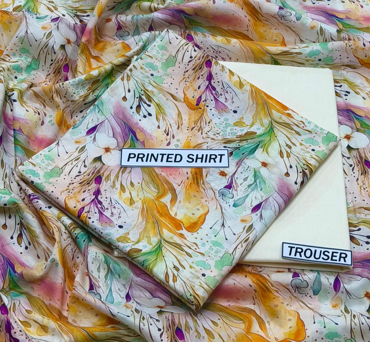 2Pc -  Unstitched Printed Lawn