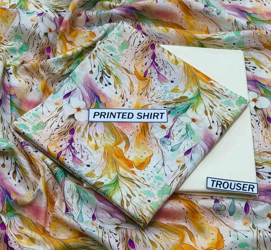2Pc -  Unstitched Printed Lawn