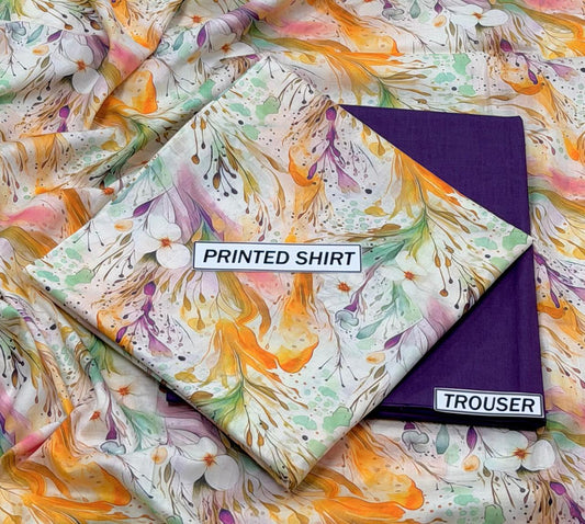 2Pc -  Unstitched Printed Lawn