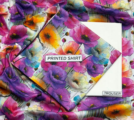2Pc -  Unstitched Printed Lawn