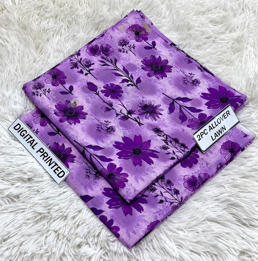 2Pc -  Unstitched Printed Lawn