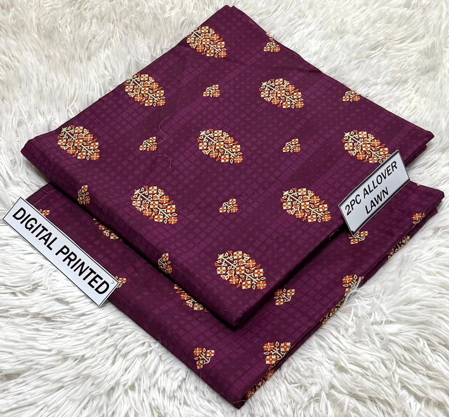 2Pc -  Unstitched Printed Lawn