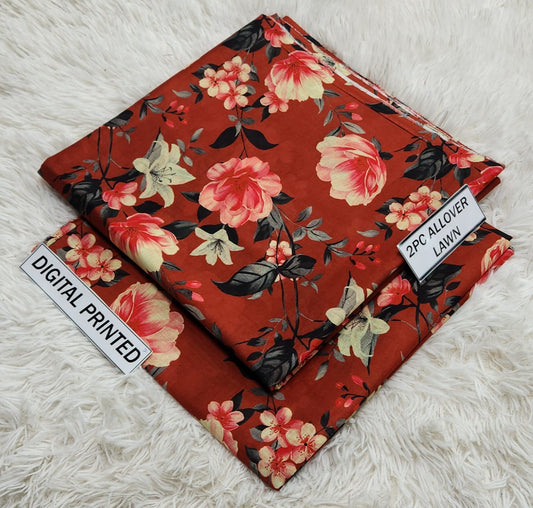 2Pc -  Unstitched Printed Lawn