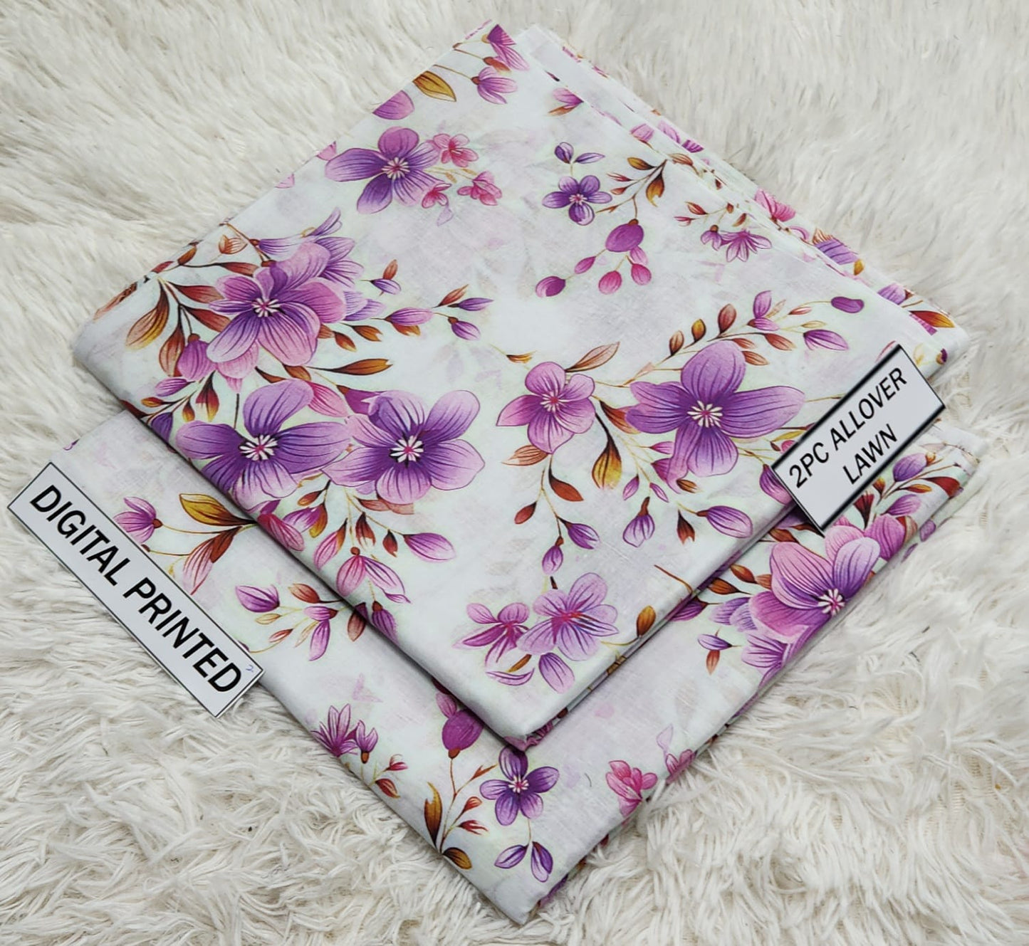 2Pc -  Unstitched Printed Lawn