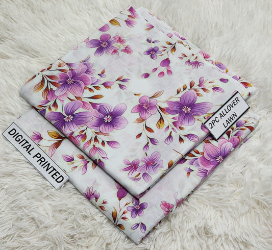 2Pc -  Unstitched Printed Lawn