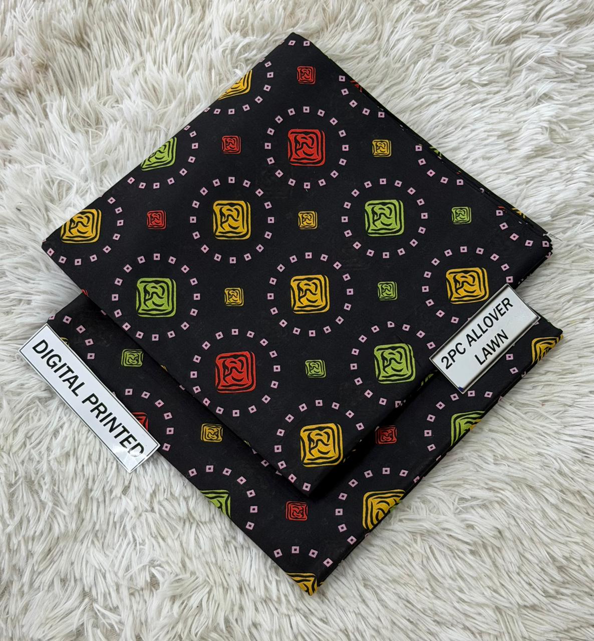 2Pc -  Unstitched Printed Lawn