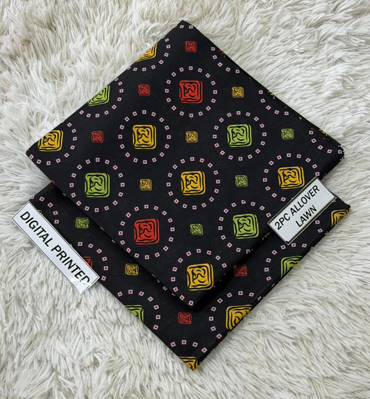 2Pc -  Unstitched Printed Lawn