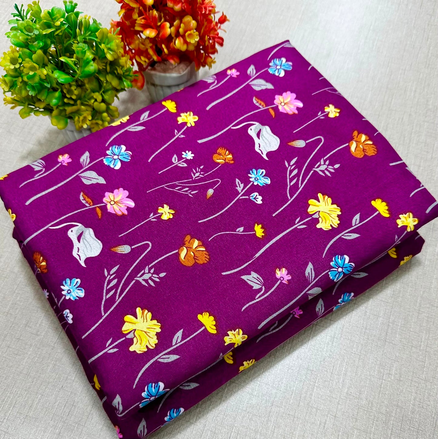 2Pc -  Unstitched Printed Cotton