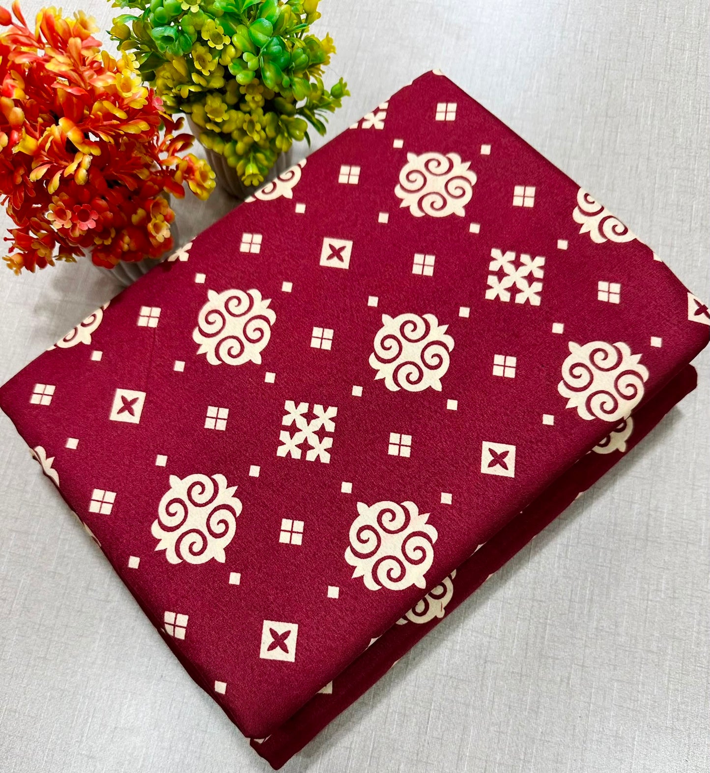 2Pc -  Unstitched Printed Cotton