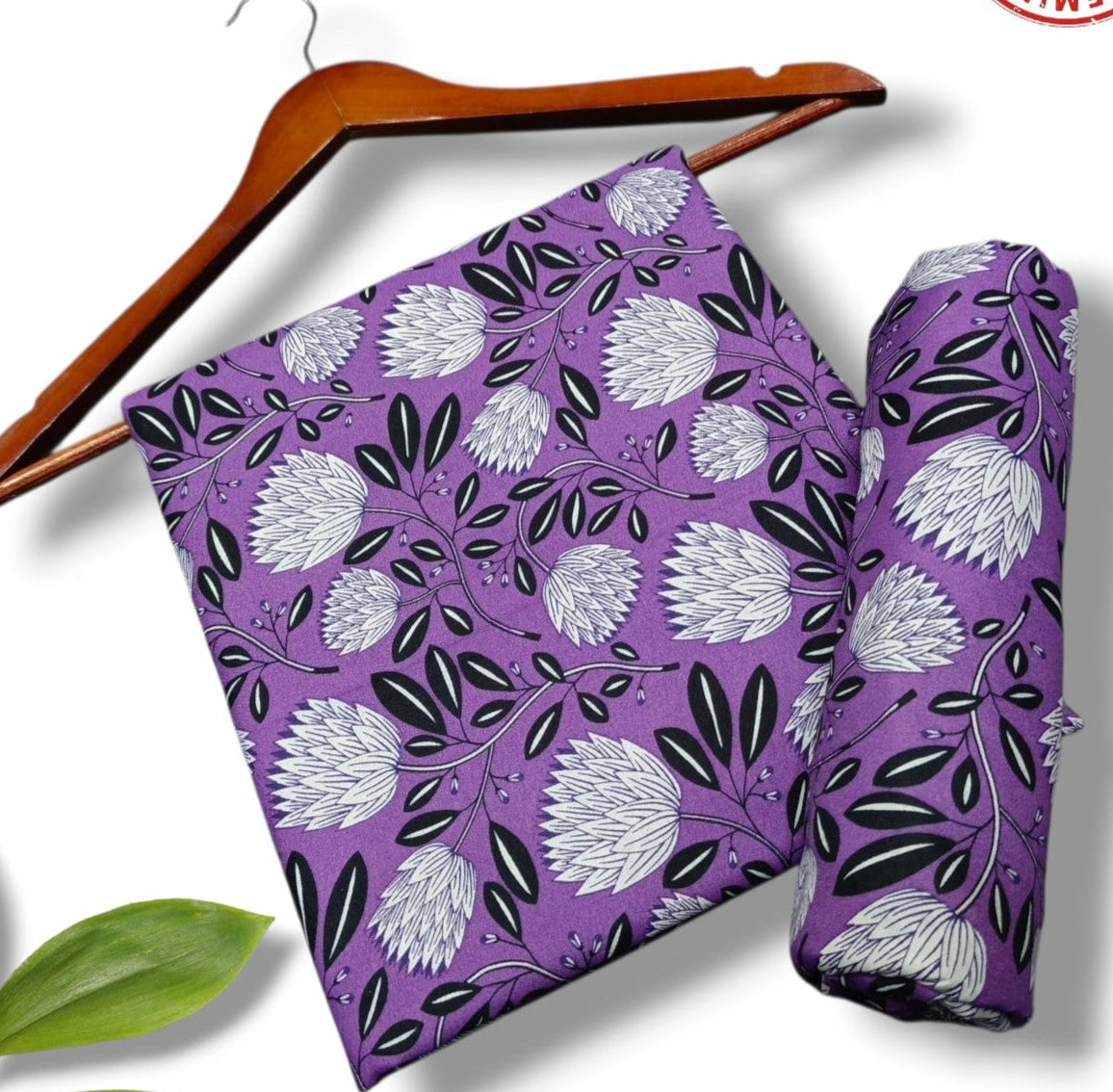2Pc -  Unstitched Printed Cotton
