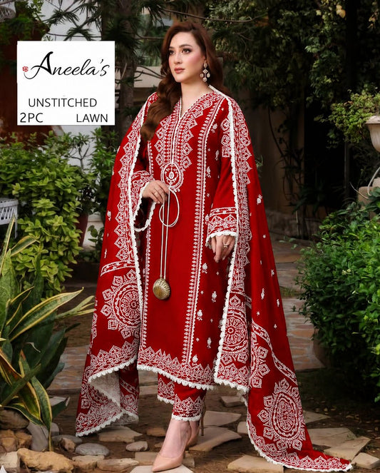 2Pc -  Unstitched EMB Lawn