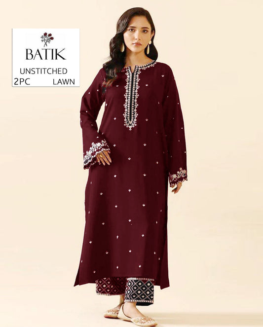 2Pc -  Unstitched EMB Lawn
