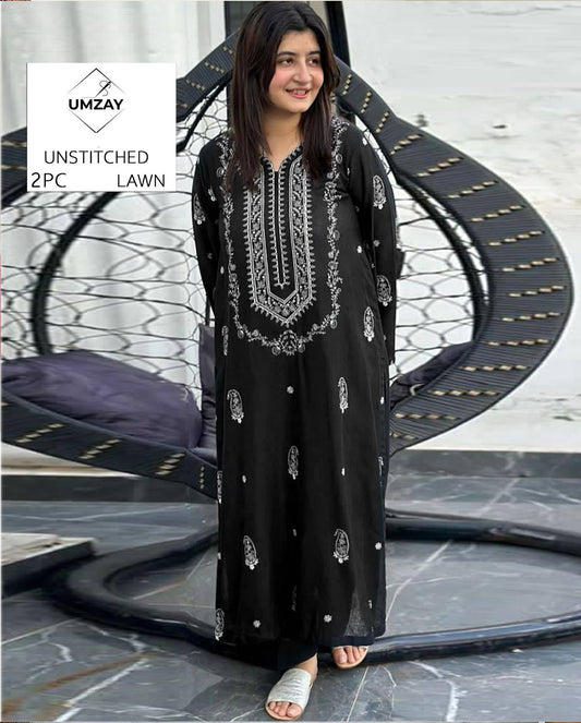 2Pc -  Unstitched EMB Lawn