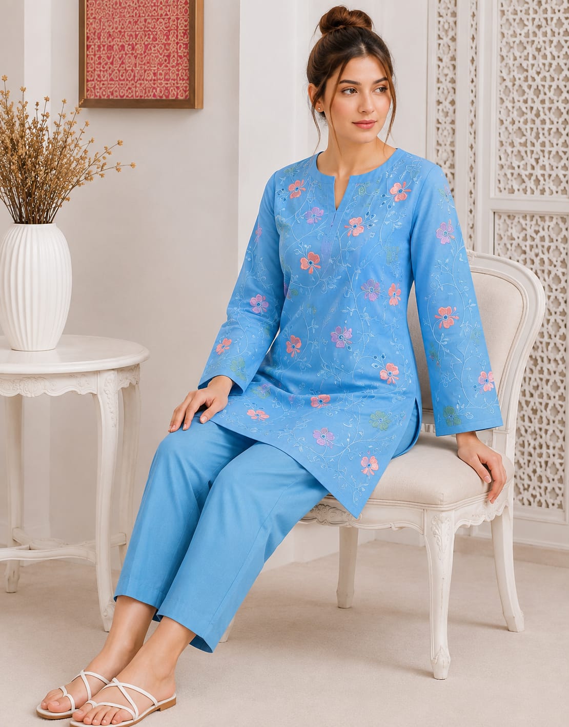 2Pc -  Unstitched EMB Lawn