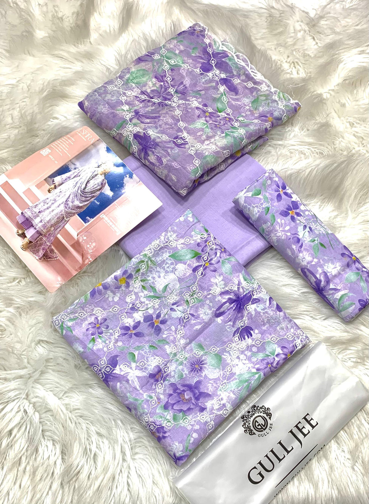 3Pc -  Unstitched EMB Lawn
