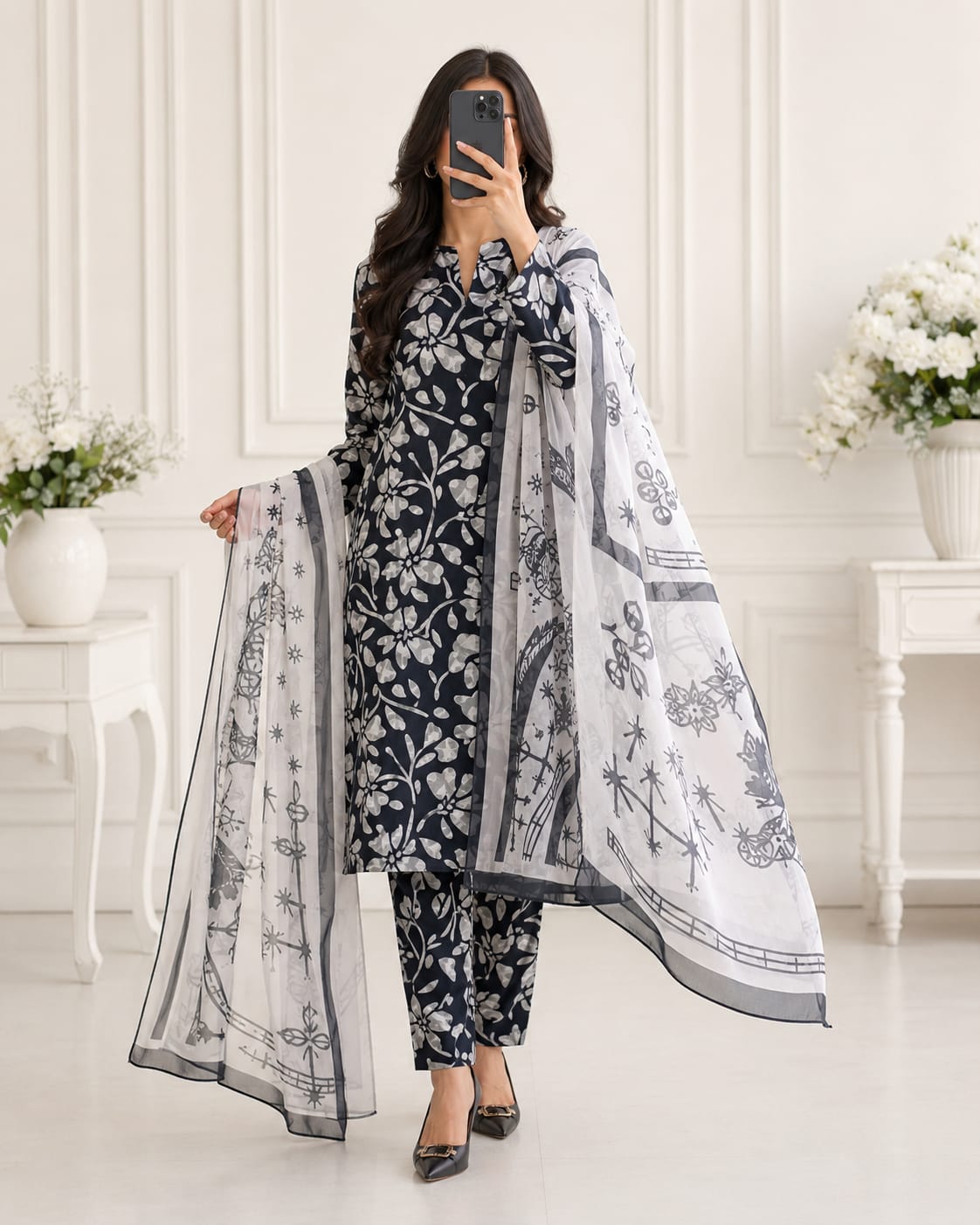 3Pc -  Unstitched Printed Lawn