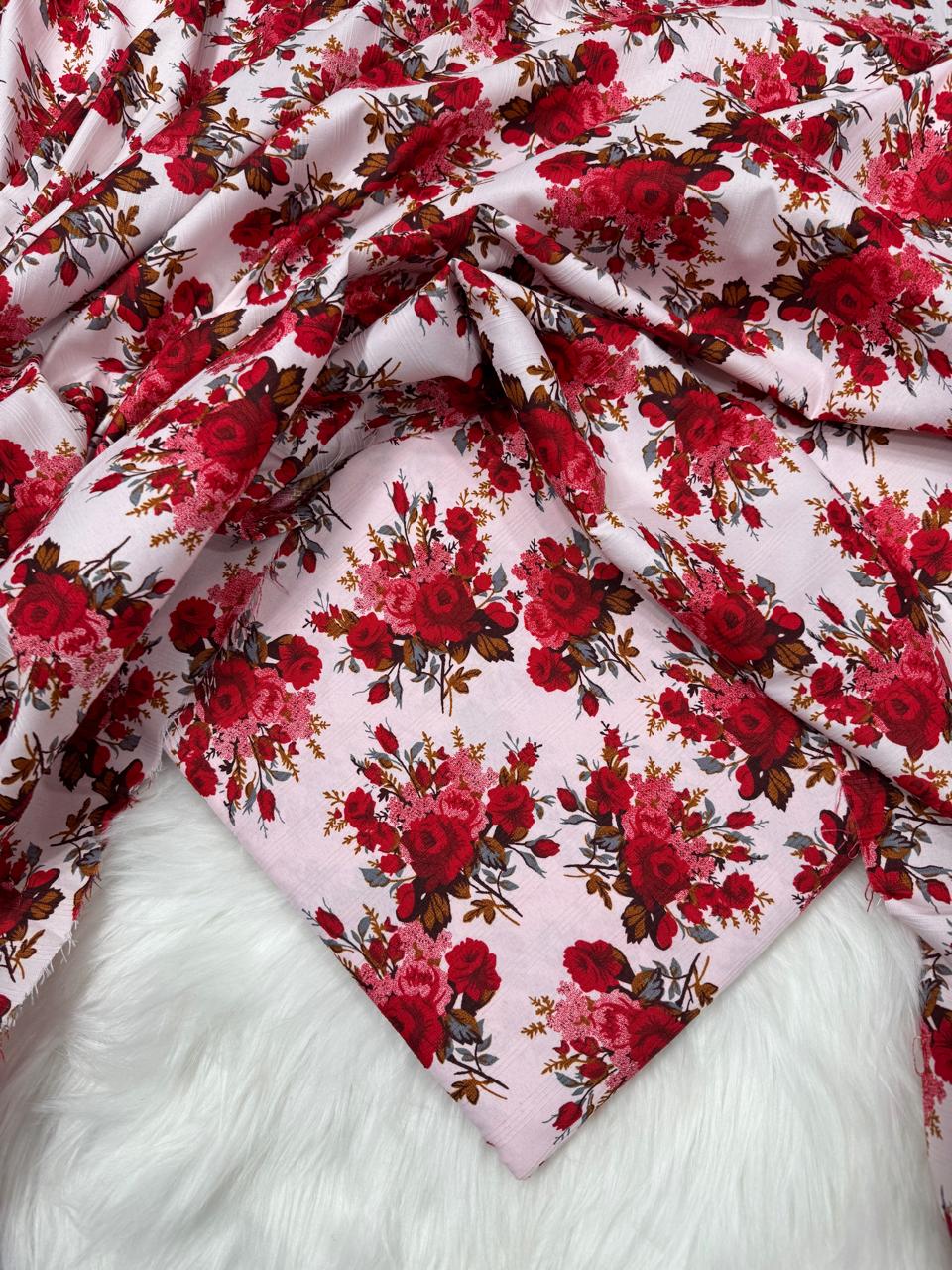 2Pc -  Unstitched Printed Cambric Cotton