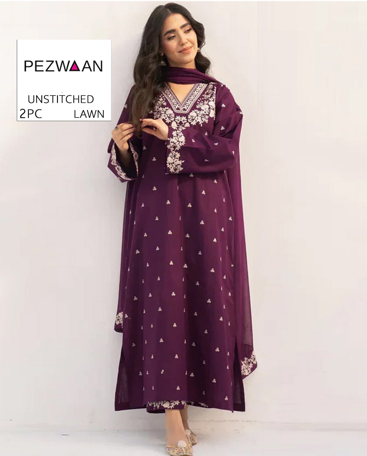 2Pc -  Unstitched EMB Lawn
