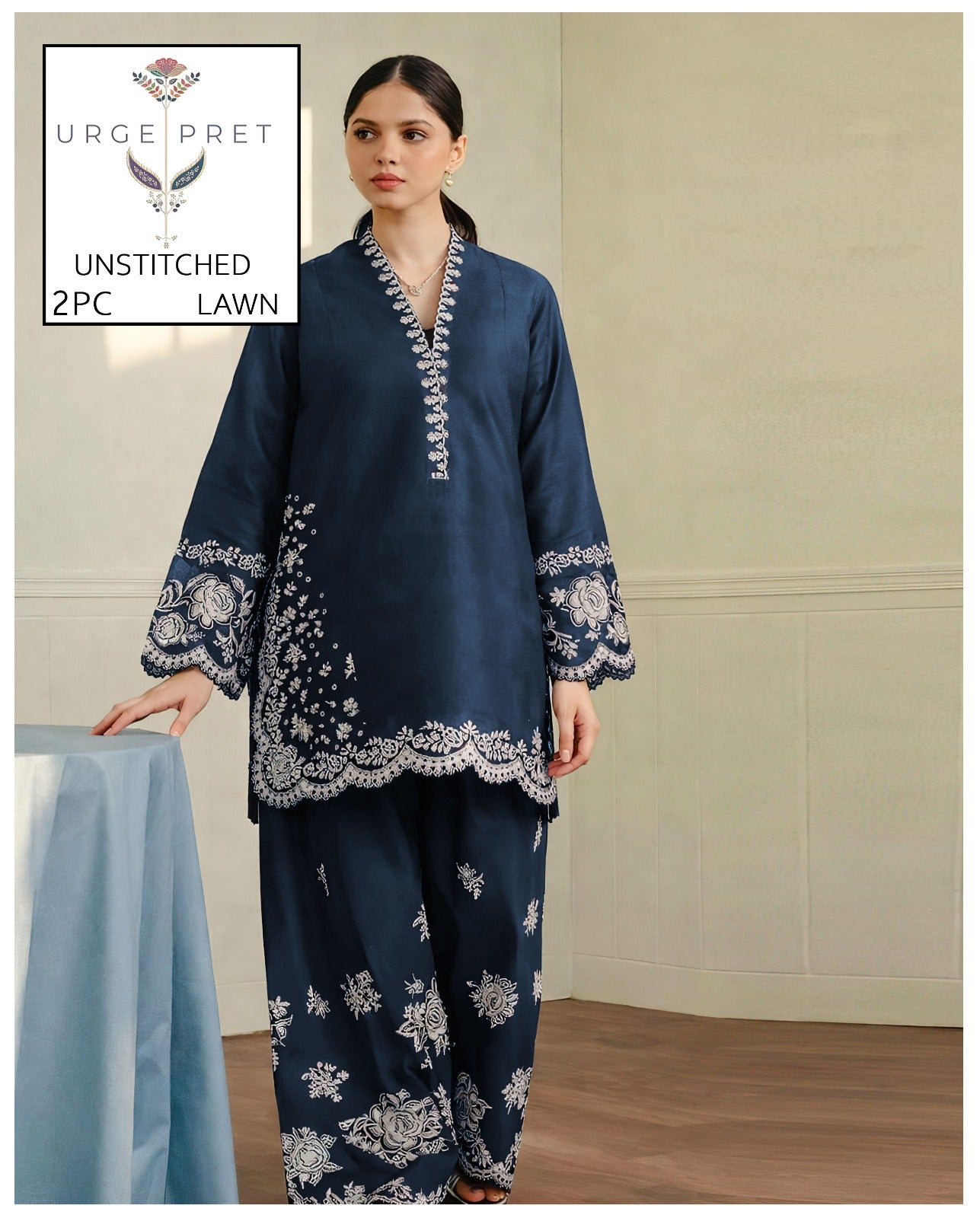 2Pc -  Unstitched EMB Lawn