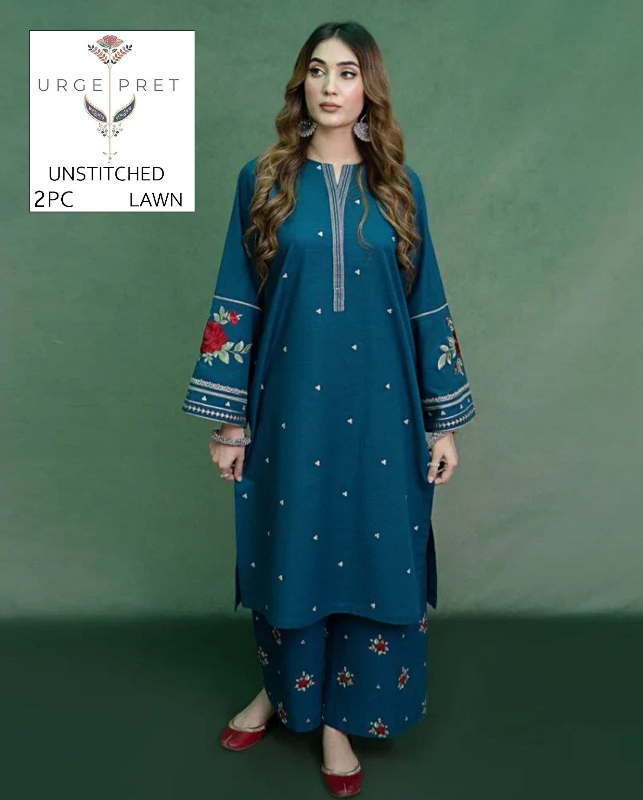 2Pc -  Unstitched EMB Lawn