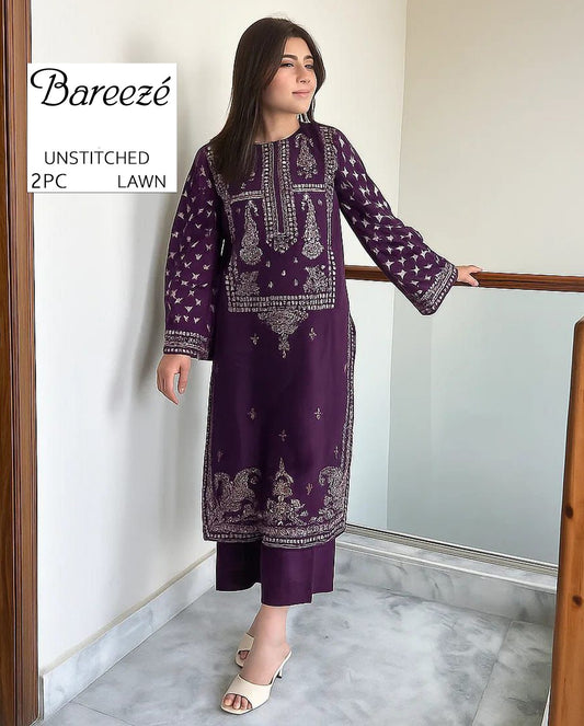 2Pc -  Unstitched EMB Lawn