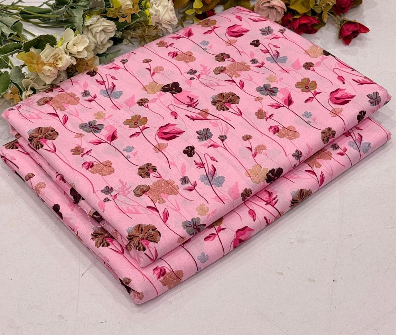 2Pc -  Unstitched Printed Cotton